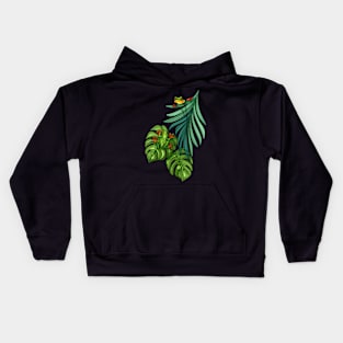 Minimalistic Continuous Line Tropical Frogs Kids Hoodie